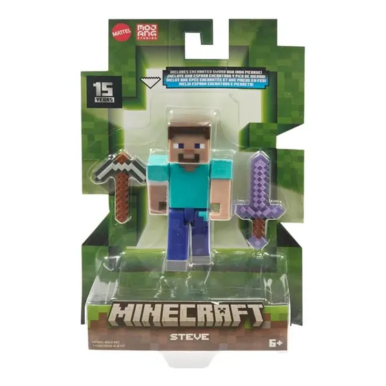 Minecraft Steve Incluye Espada Encantada Y Pico De Hierro