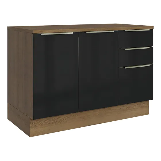 Gabinete Bajo Cocina Madesa Lux 120cm Con Encimera Color Marrón/Negro