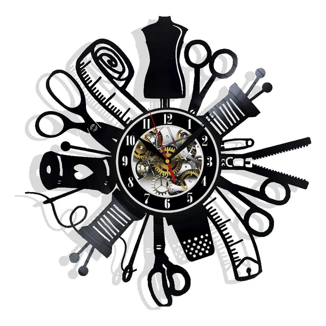 Reloj Pared Para Mujer Diseño Profesional Hobby Coser Vinilo