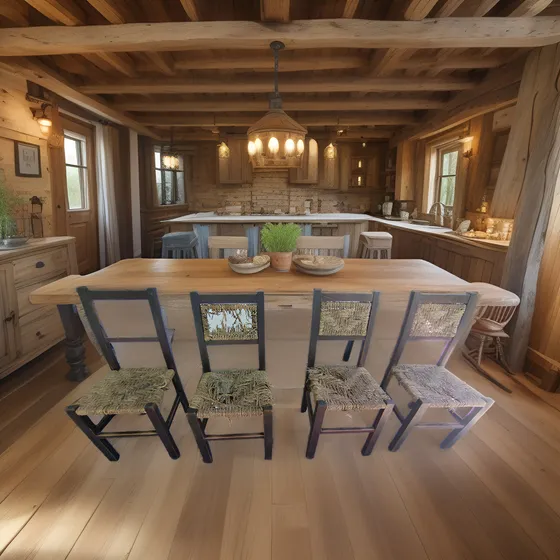 Sillas Cocina - Comedor Esterilla Marrón Oscuro Beige