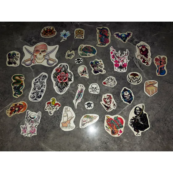 Tattoo Tatuajes Temporales Calaveras Rosa Color Punk Nuevo