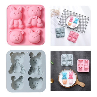 Molde Silicona 4 Ositos Conejos - Repostería Gelatinas Jabón Molde Silicona 4 Ositos Conejos - Repostería Gelatinas Jabón