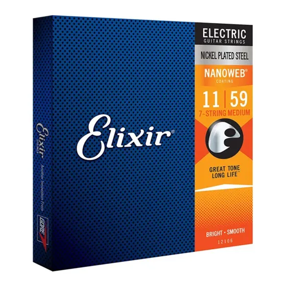 Encordoamento Elixir 7 Cordas Guitarra 011-059 12106 Nanoweb