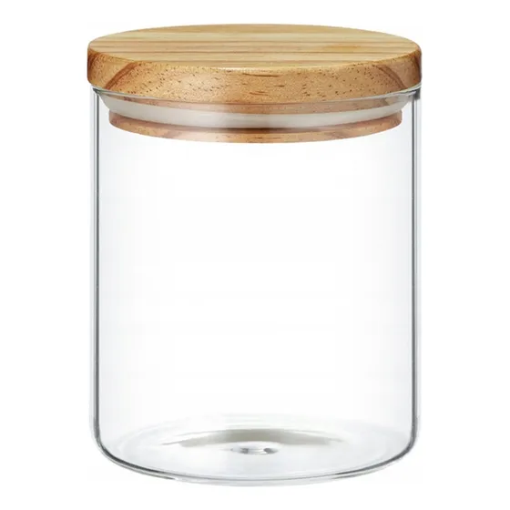 Frasco De Vidrio Tapa Bambu Bollon Recipiente De 550ml