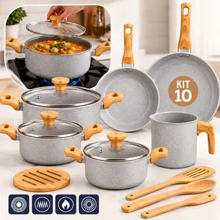 Conjunto De Panelas Com 10 Peças Cook Marmol Mimo Style