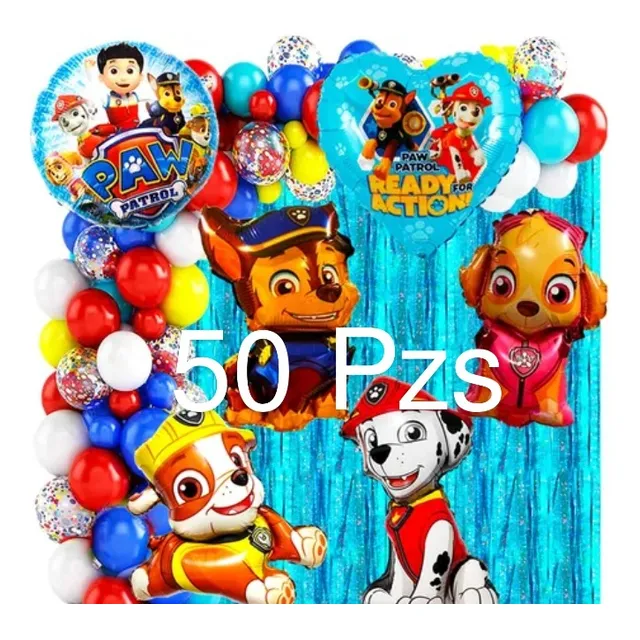 Globo Numero Metalizado Patrulla Canina Paw Patrol Marshall