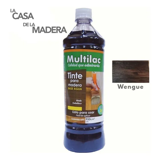 Tinta Para Madera Color Wengue Multilac Base Agua 1 Litro