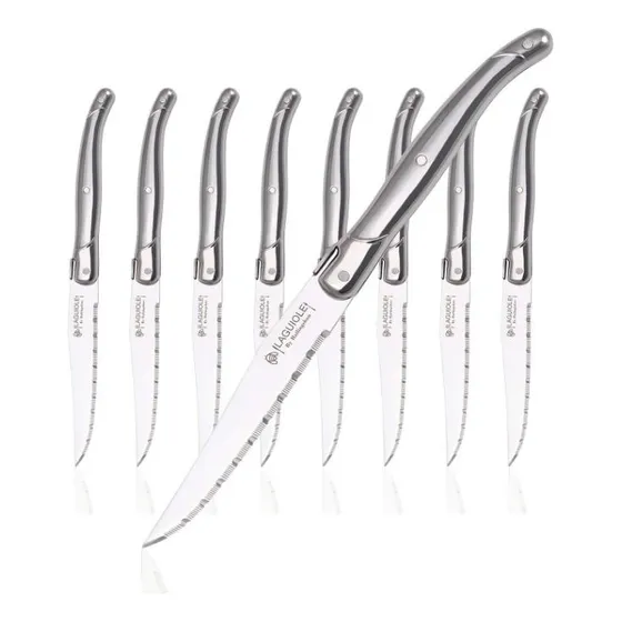 Set 8 Cuchillo Parrillero Laguiole Acero Inox. Elegantes