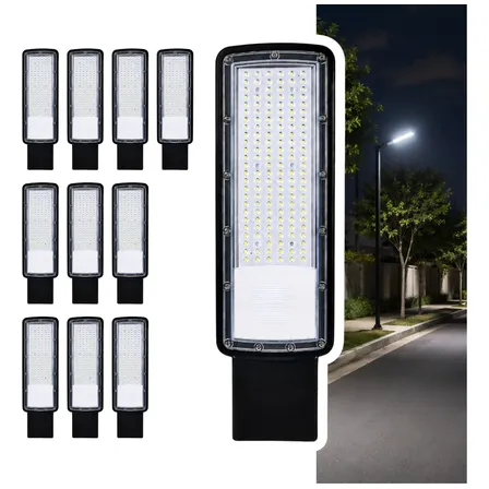 Kit 10 Luminária Led P/ Poste 300w Iluminação Publica Bivolt 110v/220v (bivolt) Preto Branco-frio