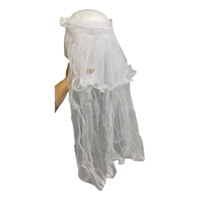Tiara Arco Noiva Véu Duplo 75cm Festa Junina Hallowee Branco