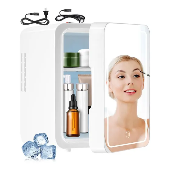6l Mini Nevera Portátil Con Espejo De Maquillaje Y Luz Led