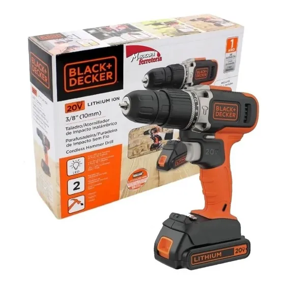 Taladro Atornillador Percutor Inalámbrico 20v Black + Decker