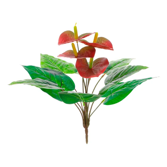 Lote 4 Plantas Mini Anturio Artificial Mayoreo Follaje Df011