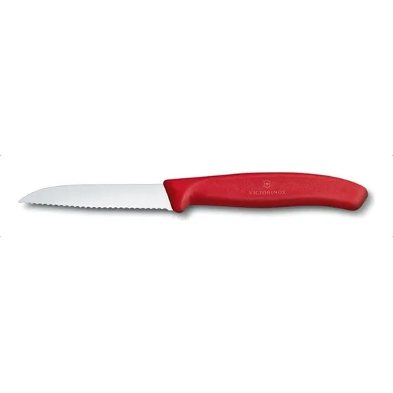 Cuchillo Victorinox con hoja dentada roja, 8 cm, 6.7431, color rojo