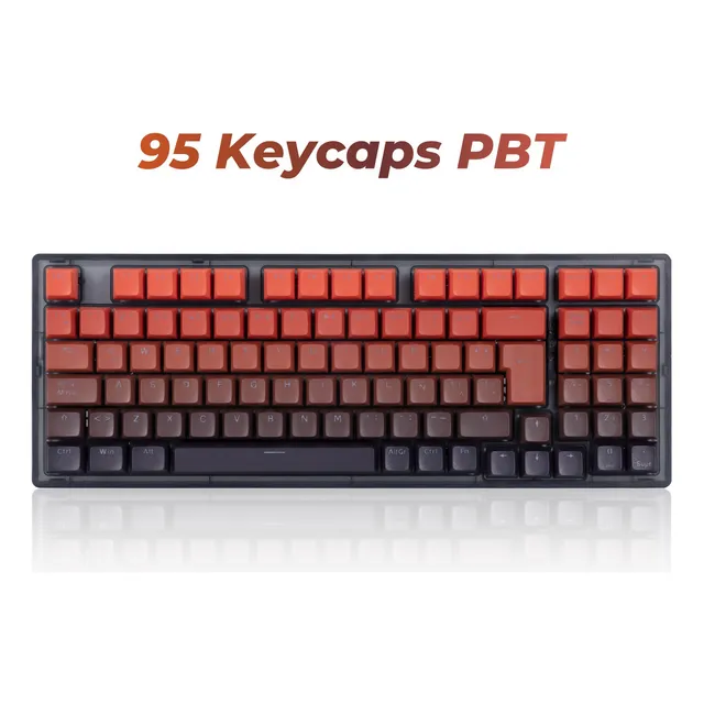 TERPORT 95 Keycaps PBT Español Latino para Teclados Mecánicos ISO, PBT Teclas de Doble Inyección, Altura MDA Ergonómica, 95 Teclas PBT de Color Rojo Degradado TR95