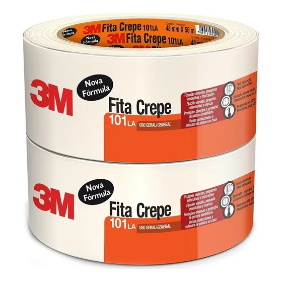 Kit Fita Crepe 3m 48mm X 50m 101la 2 Rolos Largo