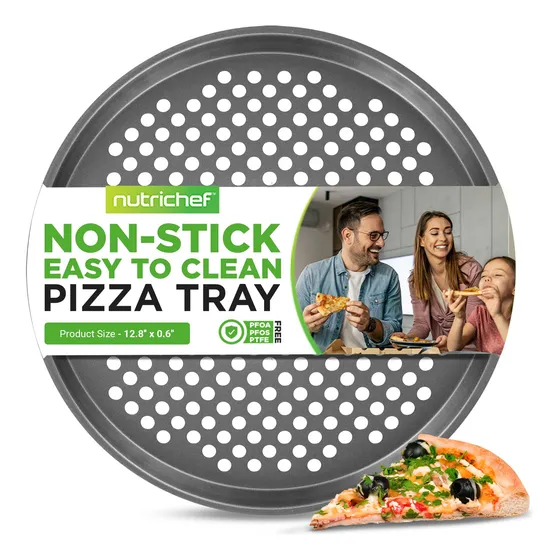 Nutrichef Sarten Antiadherente Para Pizza 14  Bandeja Acero