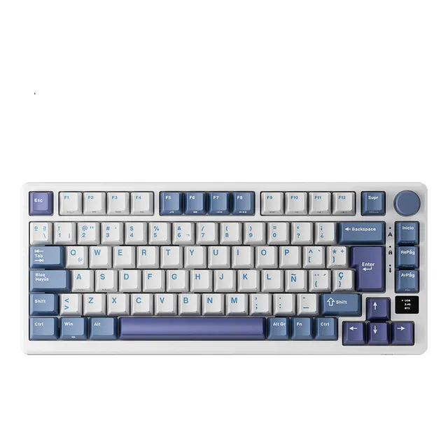 Teclado Gamer Mecanico Royal Kludge Rk-m75 Trimodo 81 Teclas Teclado Taro Milk Idioma Español