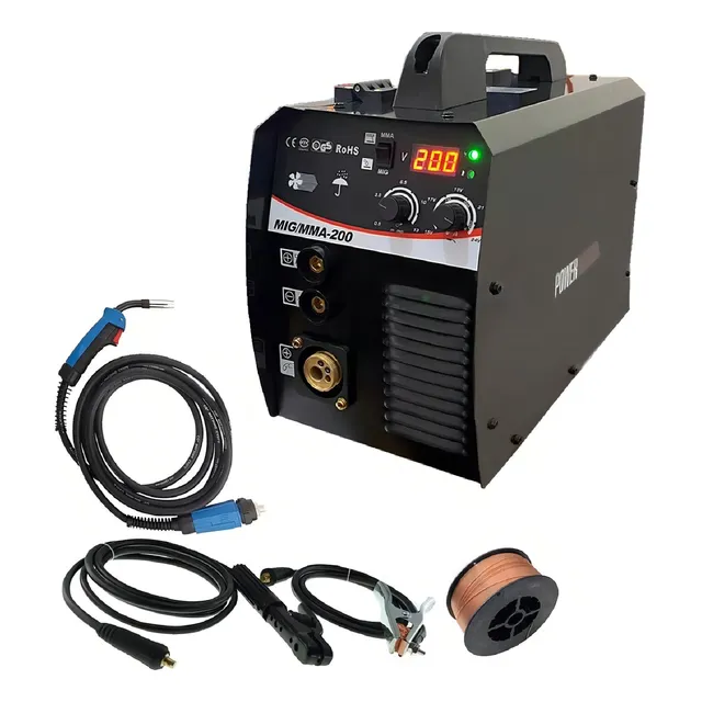 Soldadora 2 en 1 Mig y Electrodo 200 Amp con Gas o Sin Gas P 220V Welplus Leyeemig200