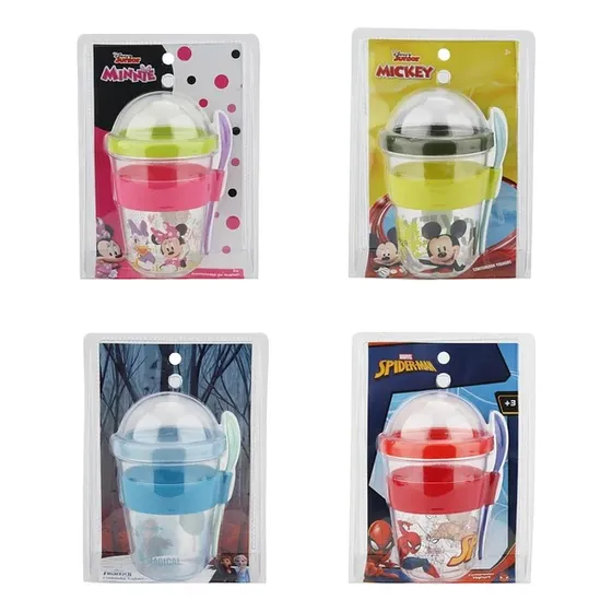 Vaso Para Yogurt Con Cereal Más Cuchara Disney 450 Ml Color Minnie Vaso Para Yogurt Y Cereal