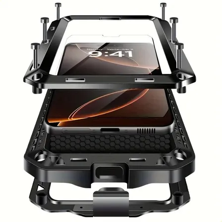 Carcasa Metálica Reforzada Para iPhone 16 Pro Max Black iPhone 17 Pro Max