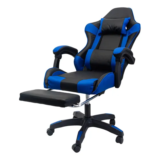 Silla Gamer Pc T-go TGO-CH599 Oficina Ergonómica Reclinable Con Apoya Pies Azul