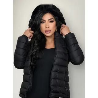 Jaqueta Feminina Puffer Bobojaco Com Capuz Nylon Forrada Top Jaqueta Feminina Puffer Bobojaco Com Capuz Nylon Forrada Top
