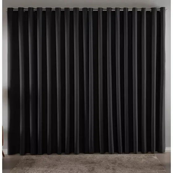 Cortina Blackout Em Tecido 3,00x2,80 Corta Luz Cor Preta