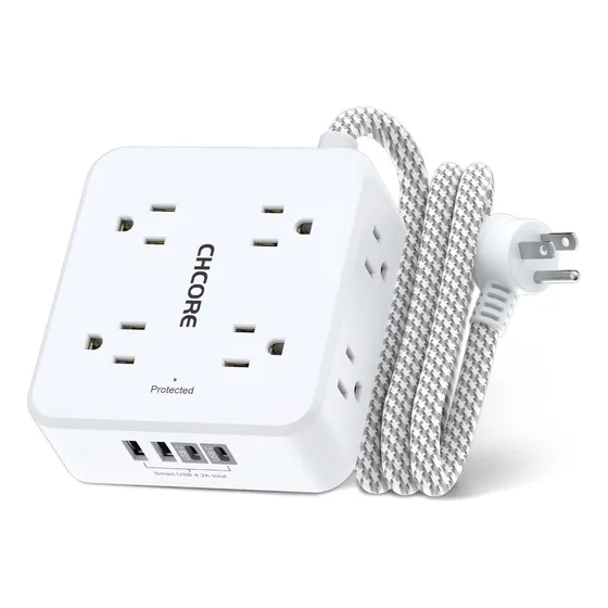 Regleta Protectora Extension Electrica 8 Tomas 4 Puerto Usb 