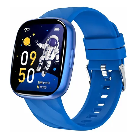 Relógio Inteligente Infantil Bluetooth Chamada Ip68 Cardíaco Azul Milanês