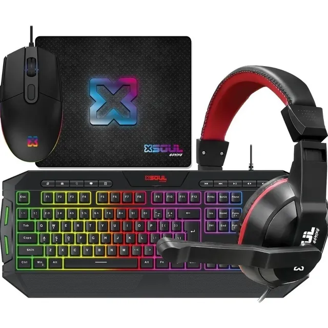 Kit de teclado mouse pad Auriculares y mouse gamer Soul 4 en 1