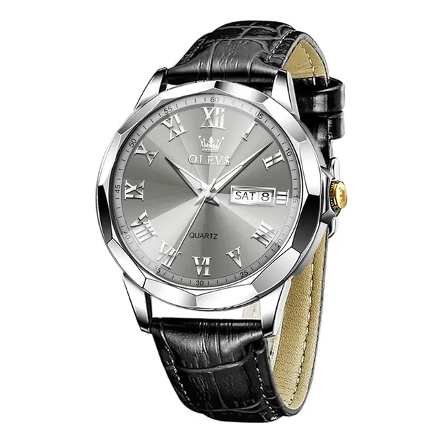 Olevs Hombres Relojes Gris Cara Relojes De Cuero Para Zq25b
