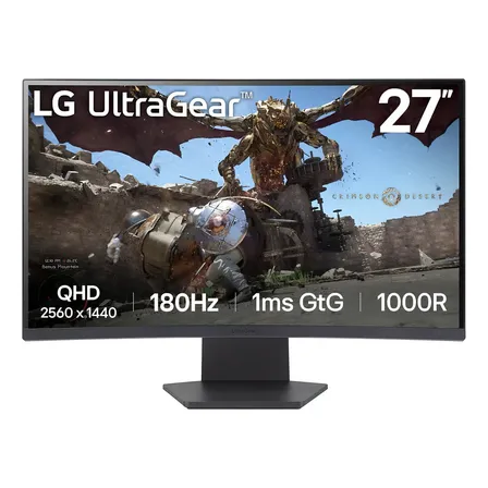 LG UltraGear 27GS60QC-B: Monitor Gaming Curvo QHD de 27" (180Hz, 1ms GTG), con Tecnología FreeSync™