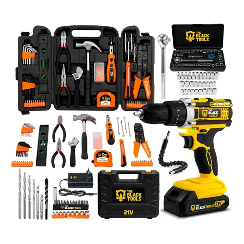 Kit Jogo De Ferramentas 129 Peças Maleta Completo TBT129 The Black