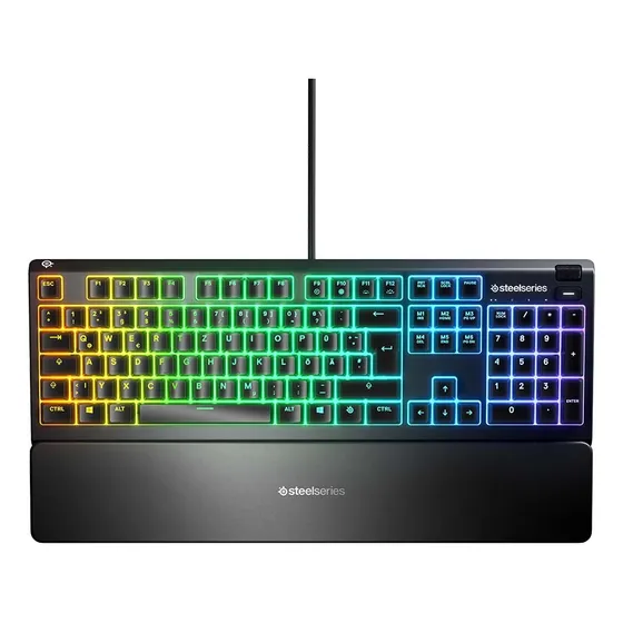 Teclado Gamer Steelseries Apex 3 Black Qwerty Inglés Us Rgb