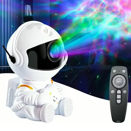 Projetor Astronauta de Galáxia e Estrelas LED Com Controle Remoto USB
