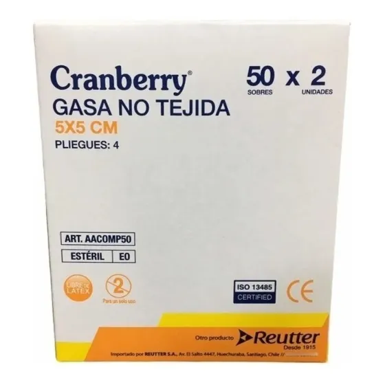 Gasa Estéril 5x5- Caja 50 Unidades Cranberry