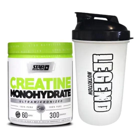 Suplemento En Polvo Star Nutrition Creatine Monohydrate Pote 300g Vaso Legend Nutrition 600ml