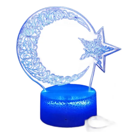 Lampara Led Con Diseño 3d Único De Luna Y Estrella