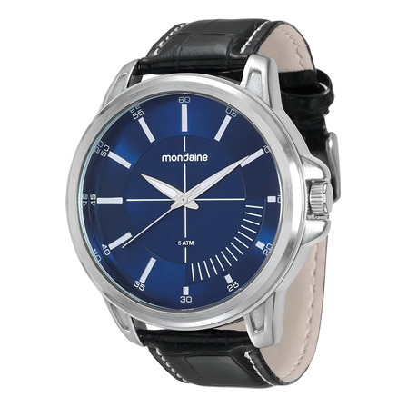 Relógio Masculino Mondaine Prateado Azul Couro 76604g0mvnh3 Relógio Masculino Mondaine Prateado Azul Couro 76604g0mvnh3