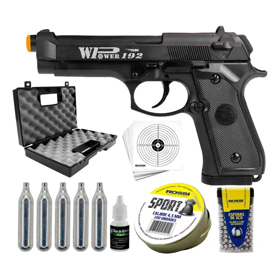 Pistola Pressão M92 Fs Dual Ammo 4.5mm Chumbinho Esfera Aço