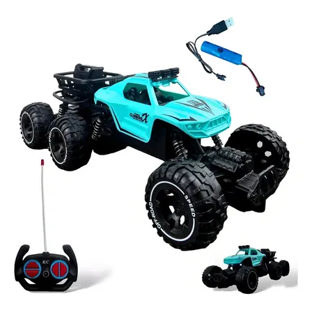 Carrinho Grande Controle Remoto 6 Recarregável 4x4 Cor Laranja Ou Verde