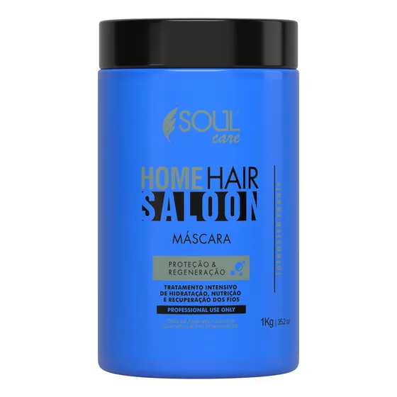 Máscara Nutrição Capilar Profissional Soul Care Home Hair Saloon 1KG Para Cronograma Capilar Cabelos Danificados e Quimicamente Tratados Hidratação Brilho Maciez e Reparação Profunda