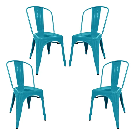 Silla de comedor DeSillas Tolix con estructura color turquesa x 4 unidades