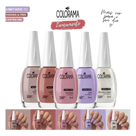 Kit Nova Coleção 5 Esmaltes Colorama Nova Cor Limitada Colorama