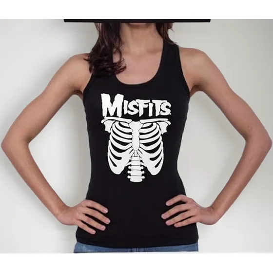 Camiseta Sin Mangas Esqueleto Para Mujer Misfits,rock Gym
