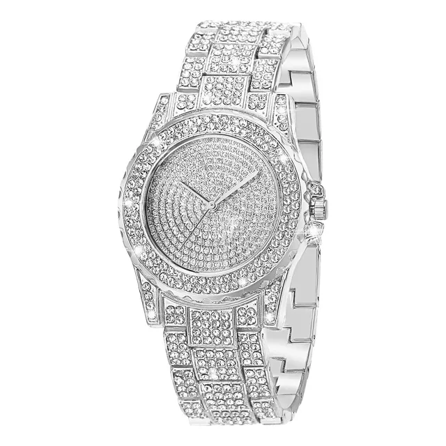 Manchda Diamond Watch Silver Watch Mujer Iced Out H7fzl