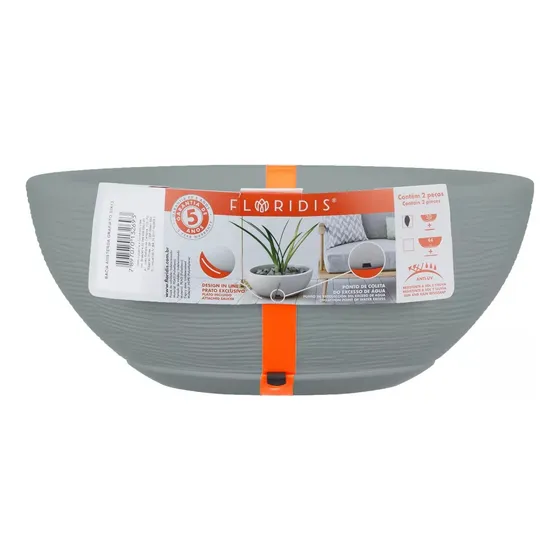 Maceta Plastico Floridis Rotomoldeada Bowl 30x13 Cm + Plato