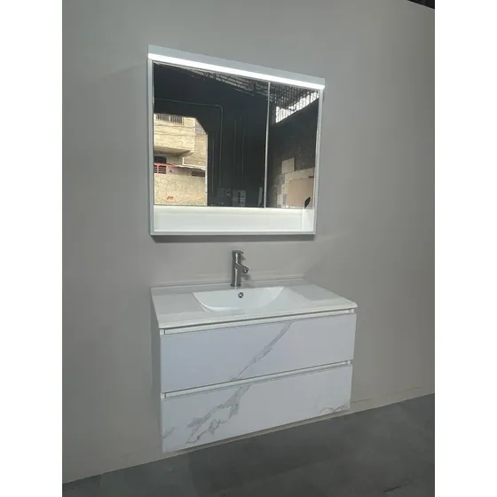 Set Mueble Baño Espejo Lavamanos Grifería Altamira