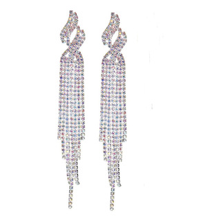 Aretes Largos Elegantes Tassel Fiesta Cristal Austriaco Aretes Largos Elegantes Tassel Fiesta Cristal Austriaco